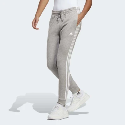 CALÇA ADIDAS MOLETINHO ESSENTIALS 3-STRIPES FEMININA - Cinza/branco