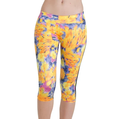 CALÇA ASICS AYAMI TIGHT CORSÁRIO FEMININA - Amarelo/roxo