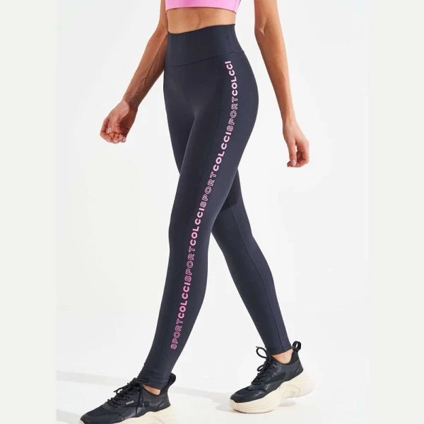 CALÇA LEGGING COLCCI DETALHE LATERAL SPORT TRAINING FEMININA - Preto/rosa