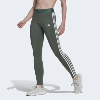 CALÇA LEGGING ESSENTIALS 3-STRIPES ADIDAS FEMININA - Verde/branco