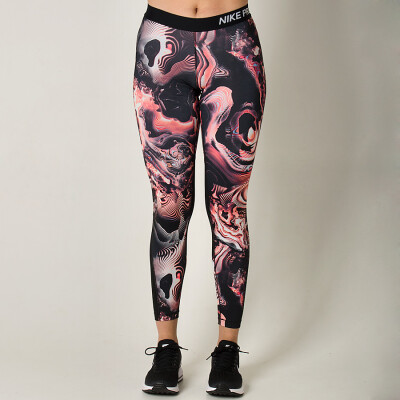 CALÇA LEGGING NIKE PRO TIGHT CORAL PRINT FEMININA - Preto/laranja CALÇA LEGGING NIKE PRO TIGHT CORAL PRINT FEMININA - Preto/laranja