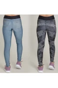 CALÇA LIVE LEGGING REVERSIBLE RISE JEANS INFANTIL - Azul/preto