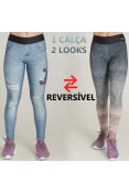 CALÇA LIVE LEGGING REVERSIBLE RUSH INFANTIL - Azul/preto