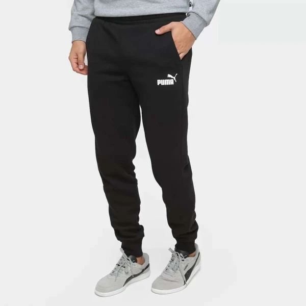 CALÇA MOLETOM PUMA ESSENTIALS SLIM FL MASCULINA - Preto