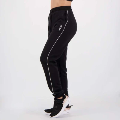 CALÇA MOLETON JOGGER FILA EASY PIPING FEMININA - Preto
