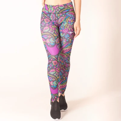 CALÇA NIKE LEGGING FAST FEMININA - Chumbo/rosa