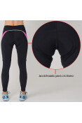 CALÇA POKER CICLISTA LYCRA ACOLCHOADA FEMININA - Preto/pink