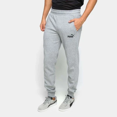 CALÇA PUMA MOLETOM ESSENTIALS LOGO MASCULINA - Cinza CALÇA PUMA MOLETOM ESSENTIALS LOGO MASCULINA - Cinza