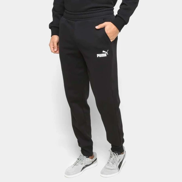 CALÇA PUMA MOLETOM ESSENTIALS LOGO MASCULINA - Preto CALÇA PUMA MOLETOM ESSENTIALS LOGO MASCULINA - Preto