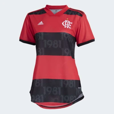 CAMISA ADIDAS 1 CR FLAMENGO 21/22 FEMININA - Vermelho/preto