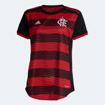 CAMISA ADIDAS 1 CR FLAMENGO 22/23 FEMININA - Vermelho/preto