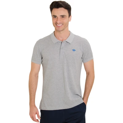 CAMISA ADIDAS ADI POLO PIQUE MASCULINA - Cinza/azul CAMISA ADIDAS ADI POLO PIQUE MASCULINA - Cinza/azul