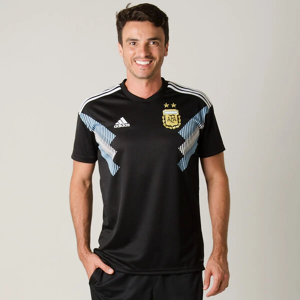 CAMISA ADIDAS ARGENTINA OFICIAL 2 2018 SEM NÚMERO - Preto/branco CAMISA ADIDAS ARGENTINA OFICIAL 2 2018 SEM NÚMERO - Preto/branco