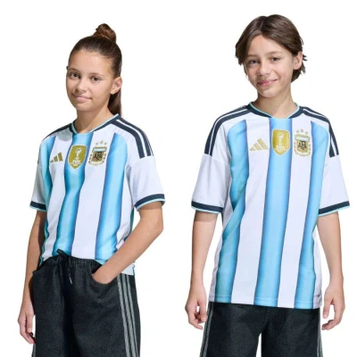 CAMISA ADIDAS ARGENTINA OFICIAL I 2026 INFANTIL - Branco/azul