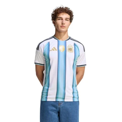CAMISA ADIDAS ARGENTINA OFICIAL I MASCULINA - Branco/azul