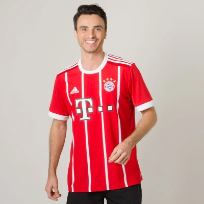 CAMISA ADIDAS BAYERN DE MUNIQUE OFICIAL 1 2017/18 SEM NÚMERO - Vermelho/branco CAMISA ADIDAS BAYERN DE MUNIQUE OFICIAL 1 2017/18 SEM NÚMERO - Vermelho/branco