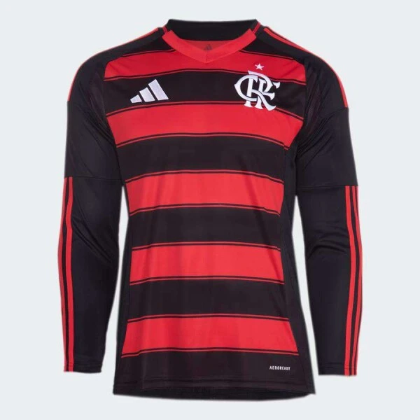 CAMISA ADIDAS FLAMENGO I 2025/26 M/L MASCULINO - Vermelho/preto