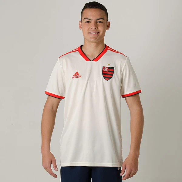 CAMISA ADIDAS FLAMENGO OFICIAL 2 2018 SEM NÚMERO - Bege/vermelho CAMISA ADIDAS FLAMENGO OFICIAL 2 2018 SEM NÚMERO - Bege/vermelho