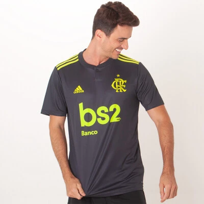 CAMISA ADIDAS FLAMENGO OFICIAL 3 2019/20 SEM NÚMERO - Chumbo/amarelo CAMISA ADIDAS FLAMENGO OFICIAL 3 2019/20 SEM NÚMERO - Chumbo/amarelo