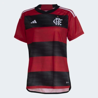 CAMISA ADIDAS FLAMENGO OFICIAL I 2023 FEMININA - Vermelho/preto