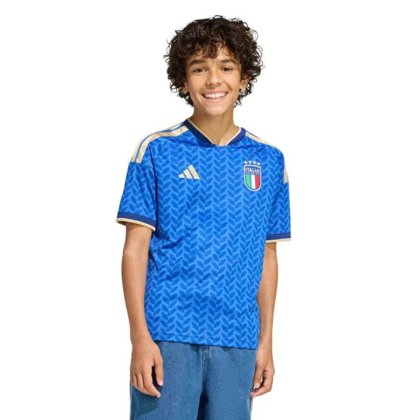 CAMISA ADIDAS ITÁLIA OFICIAL I 2026 INFANTIL - Azul/dourado