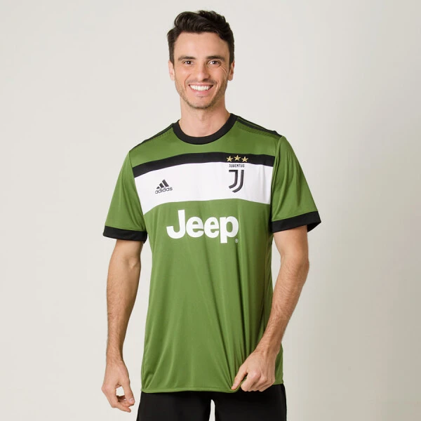 CAMISA ADIDAS JUVENTUS OFICIAL 3 2017/18 SEM NÚMERO - Verde/preto CAMISA ADIDAS JUVENTUS OFICIAL 3 2017/18 SEM NÚMERO - Verde/preto