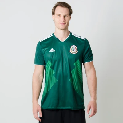 CAMISA ADIDAS MÉXICO OFICIAL 1 2018 SEM NÚMERO - Verde/branco CAMISA ADIDAS MÉXICO OFICIAL 1 2018 SEM NÚMERO - Verde/branco