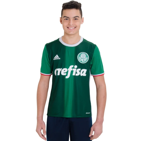 CAMISA ADIDAS PALMEIRAS OFICIAL 1 2016 SEM NÚMERO INFANTIL - Verde/branco