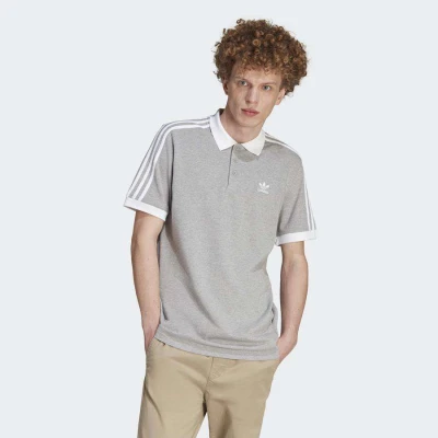 CAMISA ADIDAS POLO 3-STRIPE MASCULINA - Cinza/branco