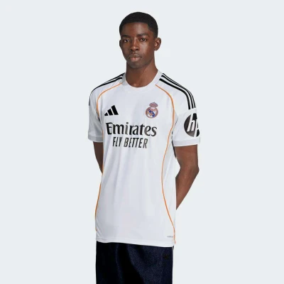 CAMISA ADIDAS REAL MADRID I 2025/26 MASCULINA - Branco/preto