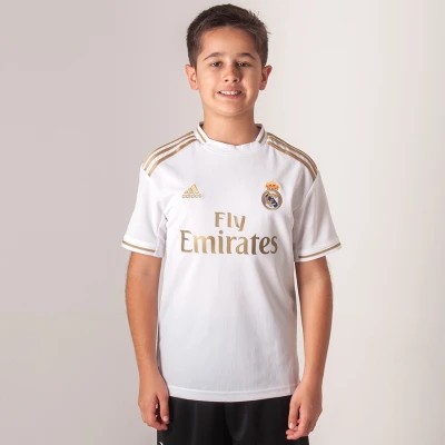 CAMISA ADIDAS REAL MADRID OFICIAL 1 2019/20 SEM NÚMERO INFANTIL - Branco/dourado CAMISA ADIDAS REAL MADRID OFICIAL 1 2019/20 SEM NÚMERO INFANTIL - Branco/dourado