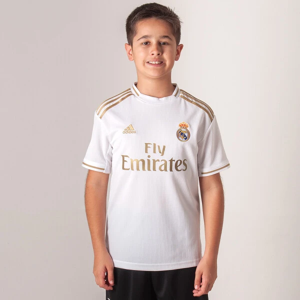 CAMISA ADIDAS REAL MADRID OFICIAL 1 2019/20 SEM NÚMERO INFANTIL - Branco/dourado CAMISA ADIDAS REAL MADRID OFICIAL 1 2019/20 SEM NÚMERO INFANTIL - Branco/dourado