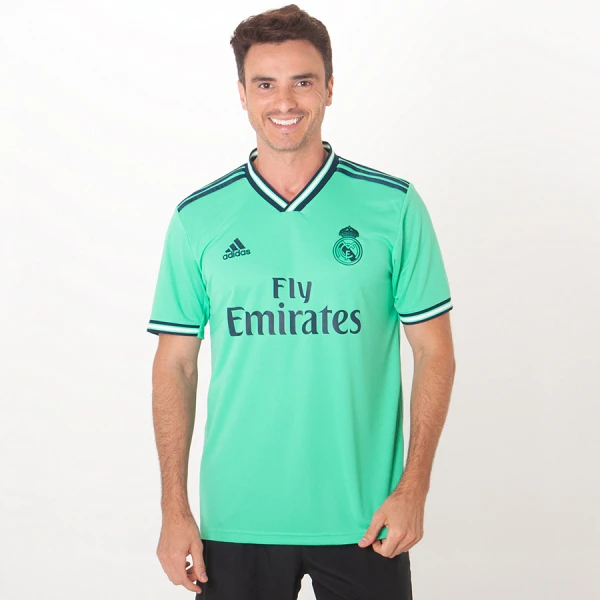 CAMISA ADIDAS REAL MADRID OFICIAL 3 2019/20 SEM NÚMERO - Verde/marinho CAMISA ADIDAS REAL MADRID OFICIAL 3 2019/20 SEM NÚMERO - Verde/marinho