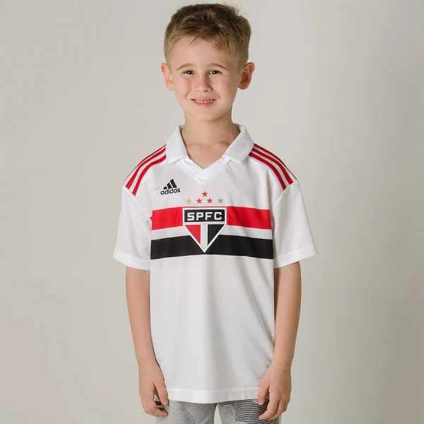 CAMISA ADIDAS SÃO PAULO OFICIAL 1 2018 SEM NÚMERO INFANTIL - Branco