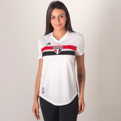 CAMISA ADIDAS SÃO PAULO OFICIAL 1 2019 SEM NÚMERO FEMININA - Branco/vermelho