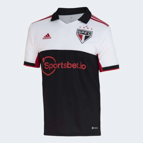CAMISA ADIDAS SÃO PAULO OFICIAL III 2022/23 MASCULINA - Branco/preto