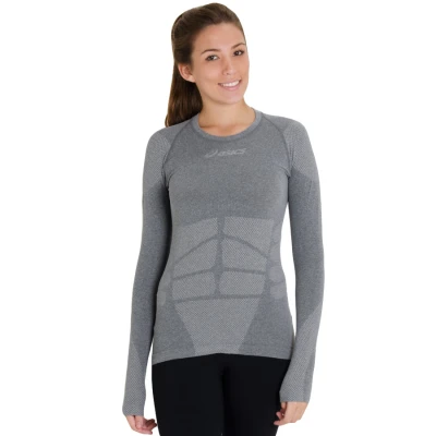 CAMISA ASICS COMPRESSÃO SEAMLESS LS FEMININA - Cinza