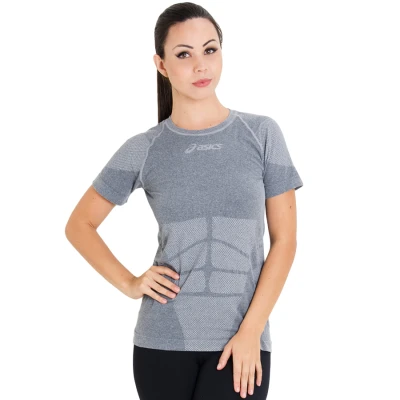 CAMISA ASICS COMPRESSÃO SEAMLESS SS FEMININA - Cinza