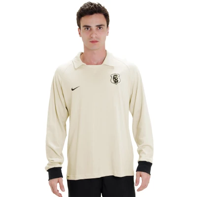 CAMISA CORINTHIANS NIKE POLO MANGA LONGA MASCULINA - Bege CAMISA CORINTHIANS NIKE POLO MANGA LONGA MASCULINA - Bege