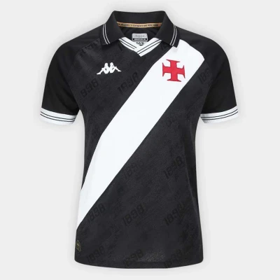 CAMISA KAPPA VASCO 2025/26 OFICIAL I FEMININA - Preto/branco