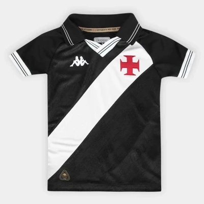 CAMISA KAPPA VASCO 2025/26 OFICIAL I INFANTIL - Preto/branco