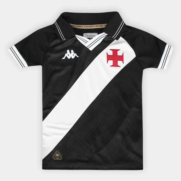 CAMISA KAPPA VASCO 2025/26 OFICIAL I INFANTIL - Preto/branco