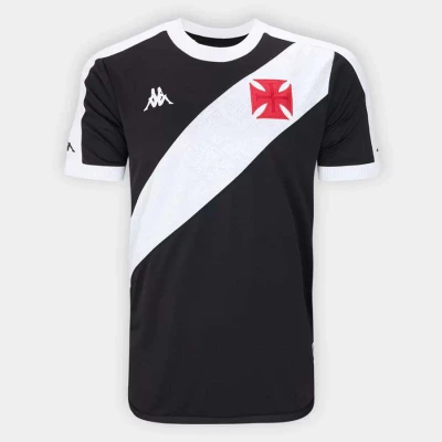 CAMISA KAPPA VASCO OFICIAL I 2024 TORCEDOR MASCULINO - Preto/branco CAMISA KAPPA VASCO OFICIAL I 2024 TORCEDOR MASCULINO - Preto/branco