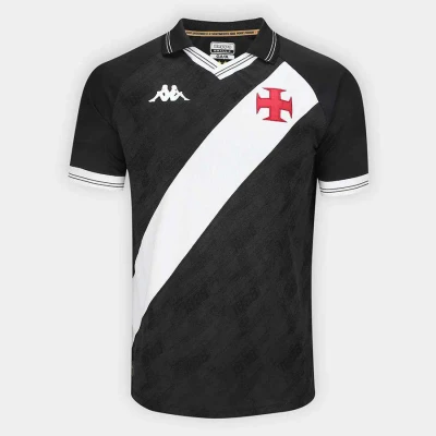 CAMISA KAPPA VASCO OFICIAL I 25/26 PLUS SIZE MASCULINA - Preto/branco