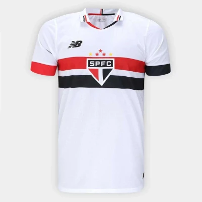 CAMISA NEW BALANCE SÃO PAULO OFICIAL I 2024/25 TORCEDOR MASCULINA - Branco CAMISA NEW BALANCE SÃO PAULO OFICIAL I 2024/25 TORCEDOR MASCULINA - Branco