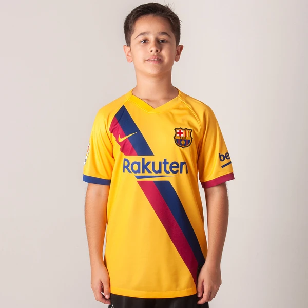 CAMISA NIKE BARCELONA OFICIAL 2 2019/20 SEM NÚMERO INFANTIL - Amarelo CAMISA NIKE BARCELONA OFICIAL 2 2019/20 SEM NÚMERO INFANTIL - Amarelo