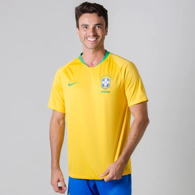 CAMISA NIKE BRASIL OFICIAL 1 2018 SEM NÚMERO - Amarelo CAMISA NIKE BRASIL OFICIAL 1 2018 SEM NÚMERO - Amarelo