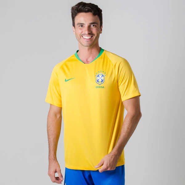 CAMISA NIKE BRASIL OFICIAL 1 2018 SEM NÚMERO - Amarelo CAMISA NIKE BRASIL OFICIAL 1 2018 SEM NÚMERO - Amarelo