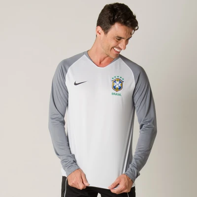 CAMISA NIKE BRASIL OFICIAL GOLEIRO 2018 MANGA LONGA - Cinza CAMISA NIKE BRASIL OFICIAL GOLEIRO 2018 MANGA LONGA - Cinza