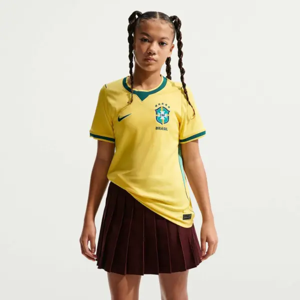 CAMISA NIKE BRASIL TORCEDOR I 2026/27 INFANTIL - Amarelo/verde